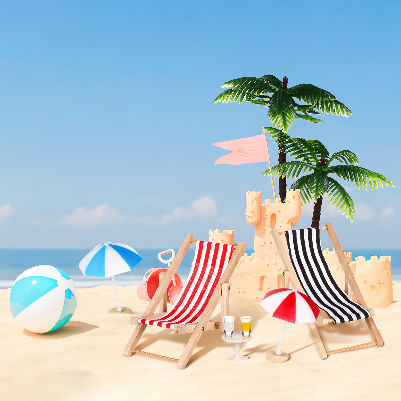 Home Decor Tree - Набор миниатюрных фигурок для пляжного микроландшафта