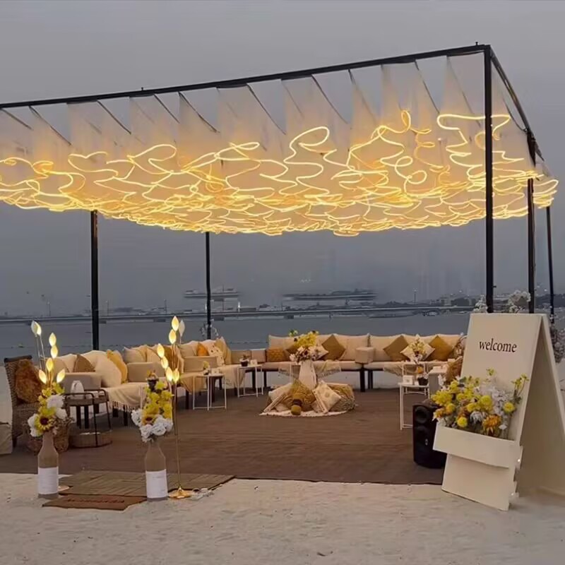 String Curtain Light - Светодиодная светящаяся волнообразная газовая штора для