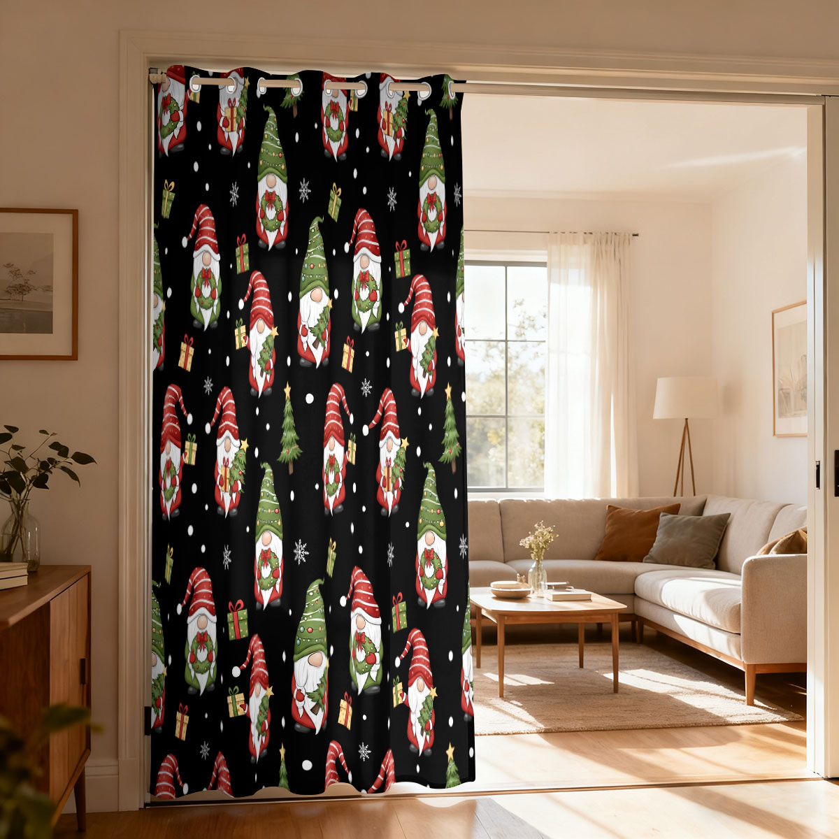 Home Decor Tree - Новогодняя штора с принтом «Рождественский гном