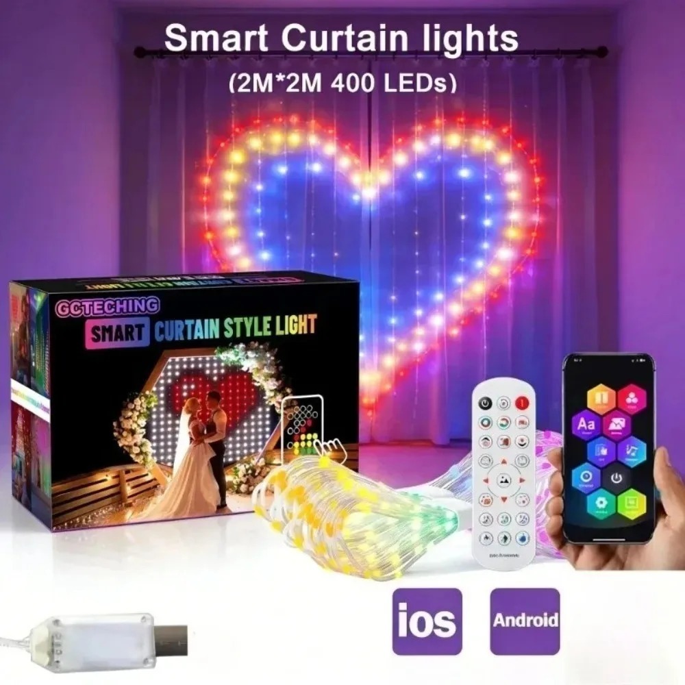 Умные RGB LED-гирлянды-шторы с – обзор и цена String Curtain Light